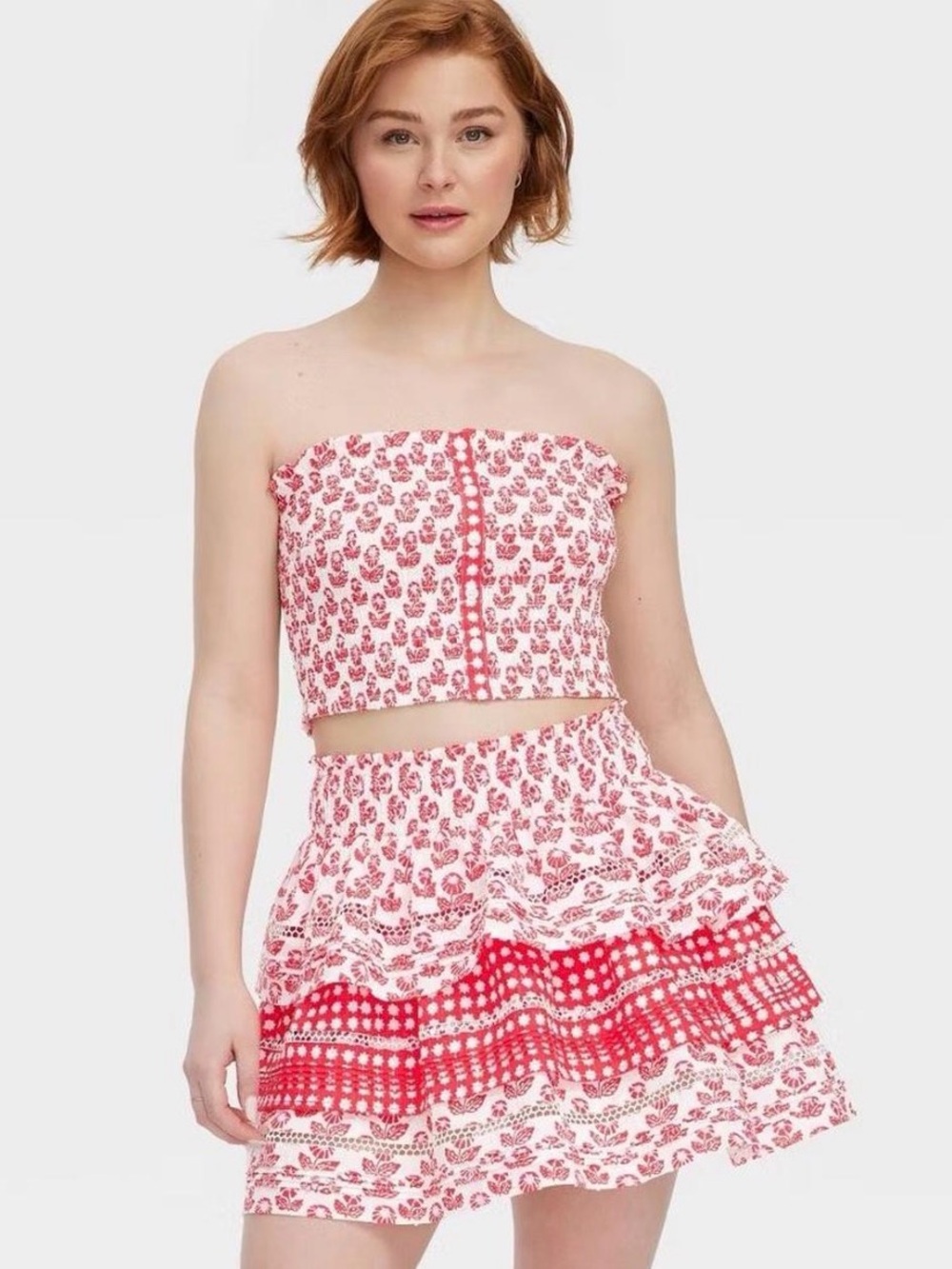 NWT Roller Rabbit x Target Floral Smocked Tube Top & Tiered Ruffle Mini Skirt XL